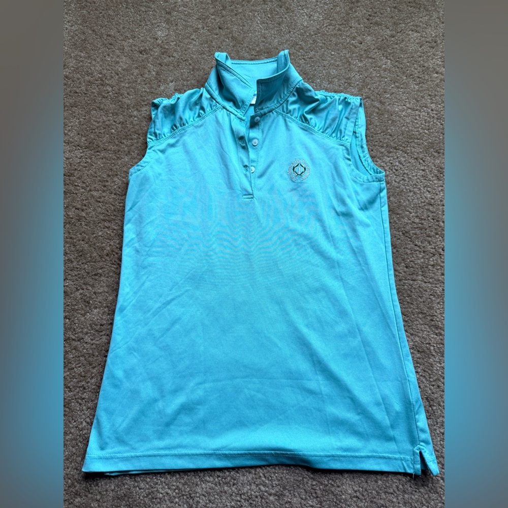 The Memorial Tournament Golf women’s sleeveless green polo w embroidered logo sz